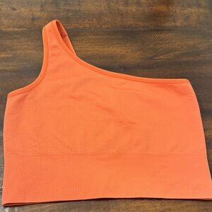 Athleta Orange One-Shoulder Crop Top